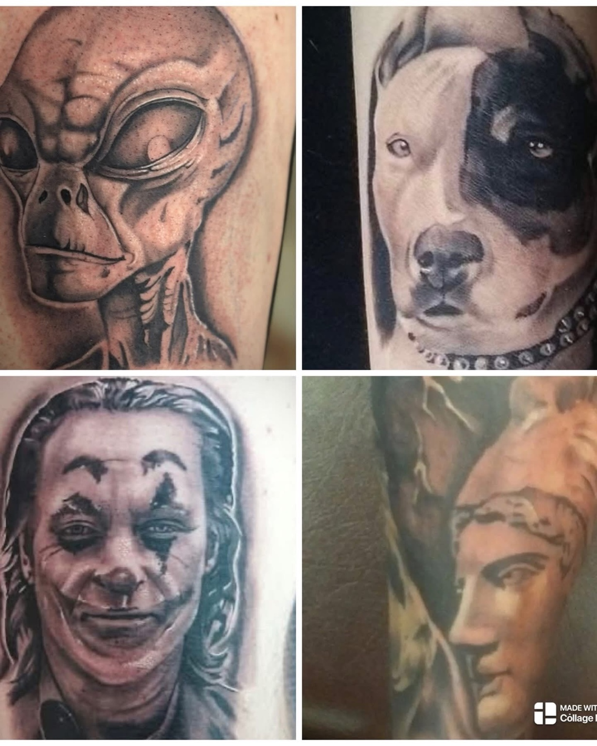 Collage of four original Forge Tattoo pieces